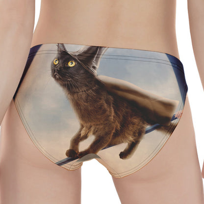 Halloween Flying Witch Cat Print Women's Panties