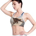 Halloween Flying Witch Cat Print Women's Sports Bra