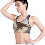 Halloween Flying Witch Cat Print Women's Sports Bra