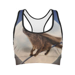 Halloween Flying Witch Cat Print Women's Sports Bra