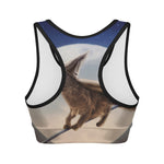 Halloween Flying Witch Cat Print Women's Sports Bra