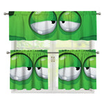 Halloween Frankenstein Face Print 3 Piece Kitchen Curtains