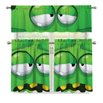 Halloween Frankenstein Face Print 3 Piece Kitchen Curtains