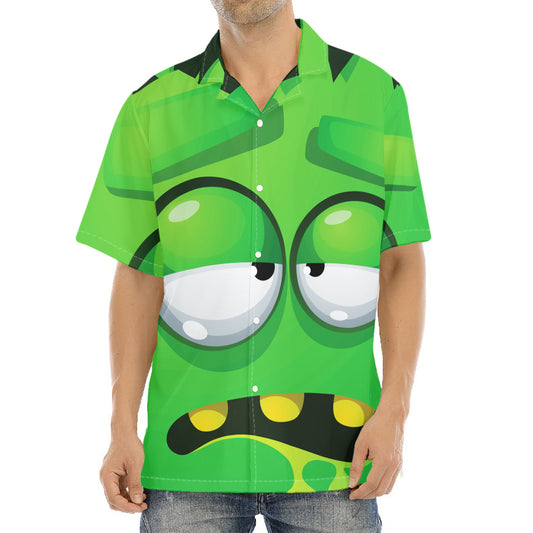 Halloween Frankenstein Face Print Aloha Shirt