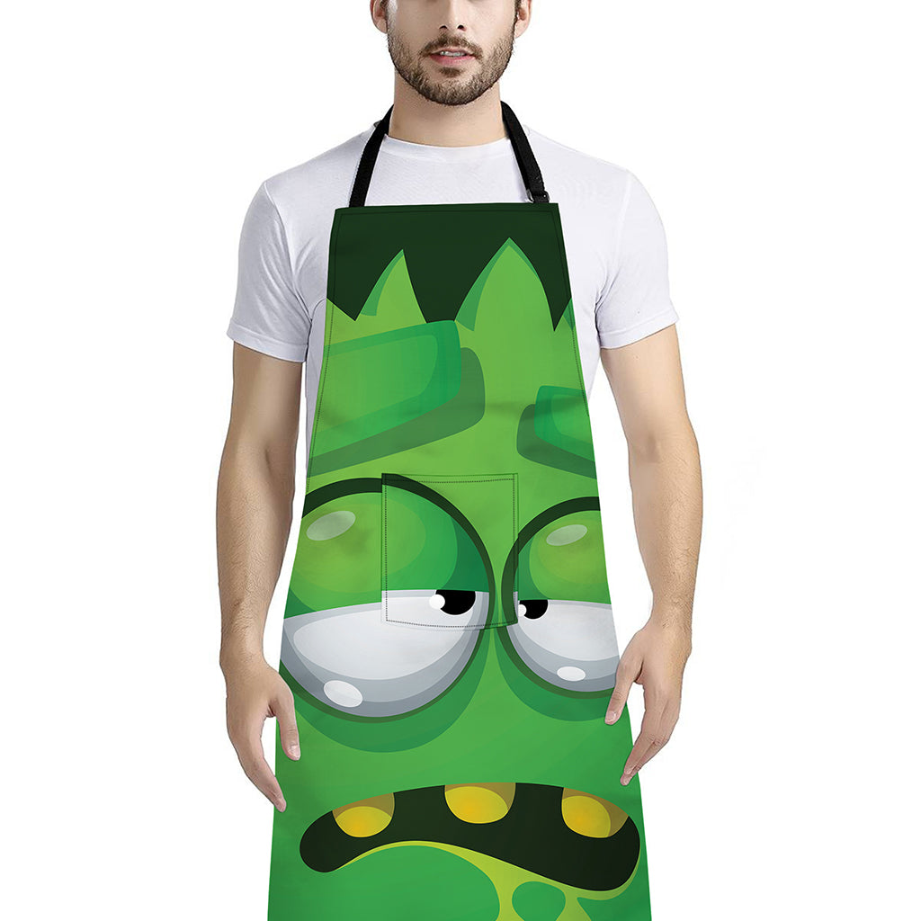 Halloween Frankenstein Face Print Bib Apron With Pocket