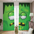Halloween Frankenstein Face Print Dimout Pencil Pleat Curtains