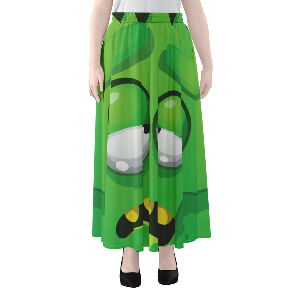 Halloween Frankenstein Face Print Chiffon Maxi Skirt