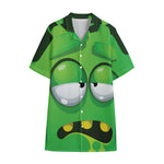Halloween Frankenstein Face Print Cotton Hawaiian Shirt