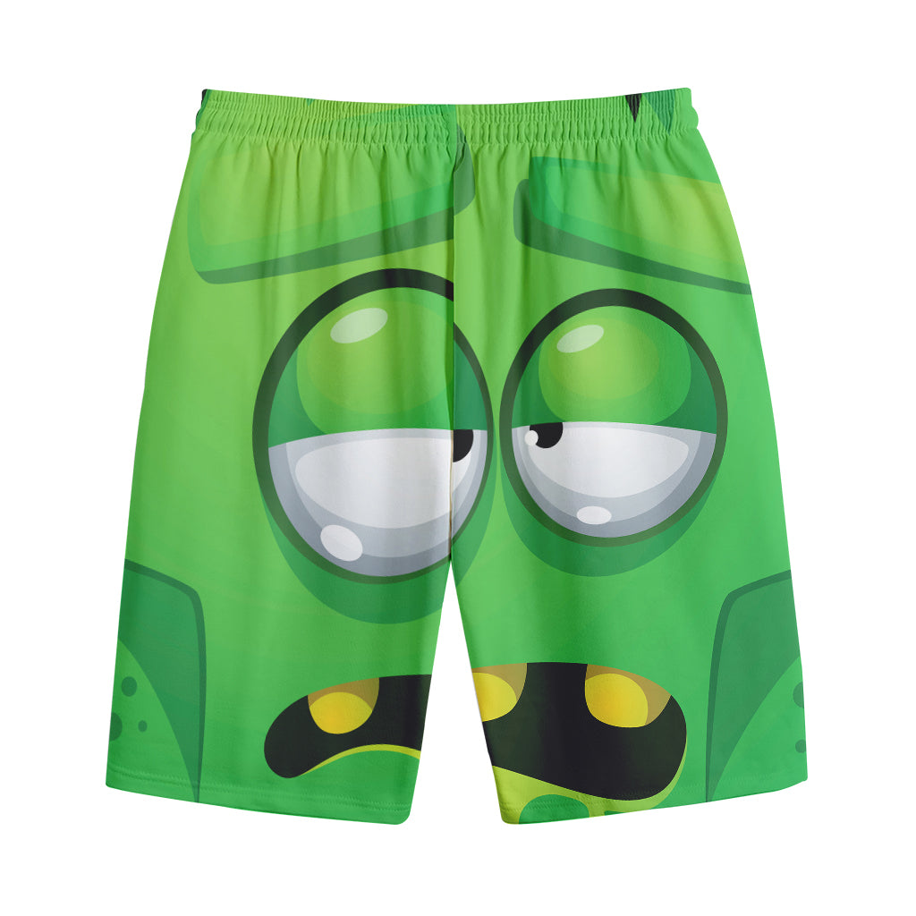 Halloween Frankenstein Face Print Cotton Shorts