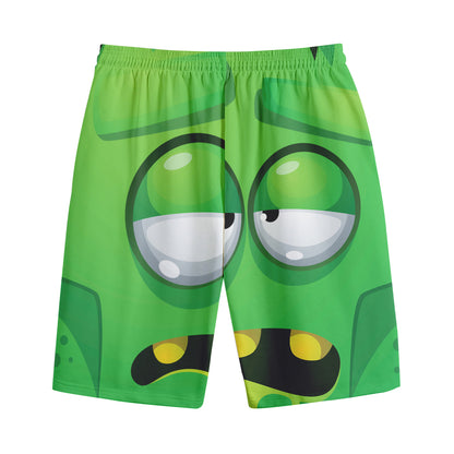 Halloween Frankenstein Face Print Cotton Shorts