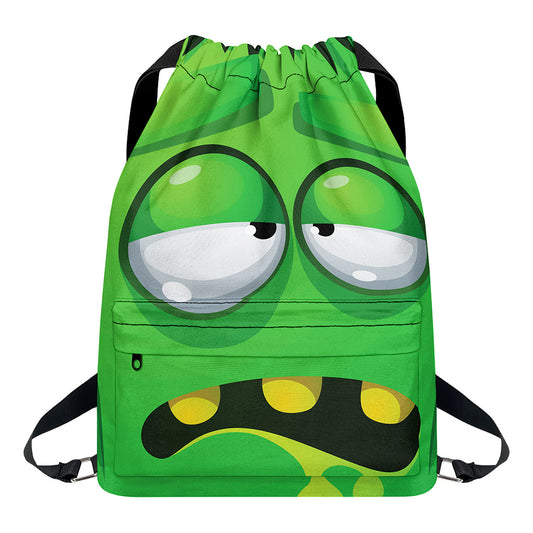 Halloween Frankenstein Face Print Drawstring Backpack