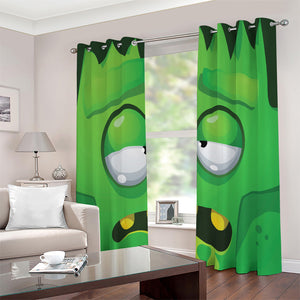 Halloween Frankenstein Face Print Extra Wide Grommet Curtains