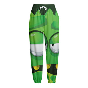 Halloween Frankenstein Face Print Fleece Lined Knit Pants