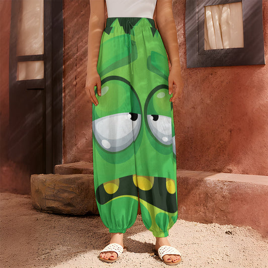 Halloween Frankenstein Face Print Harem Pants
