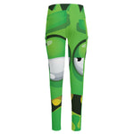 Halloween Frankenstein Face Print High-Waisted Pocket Leggings