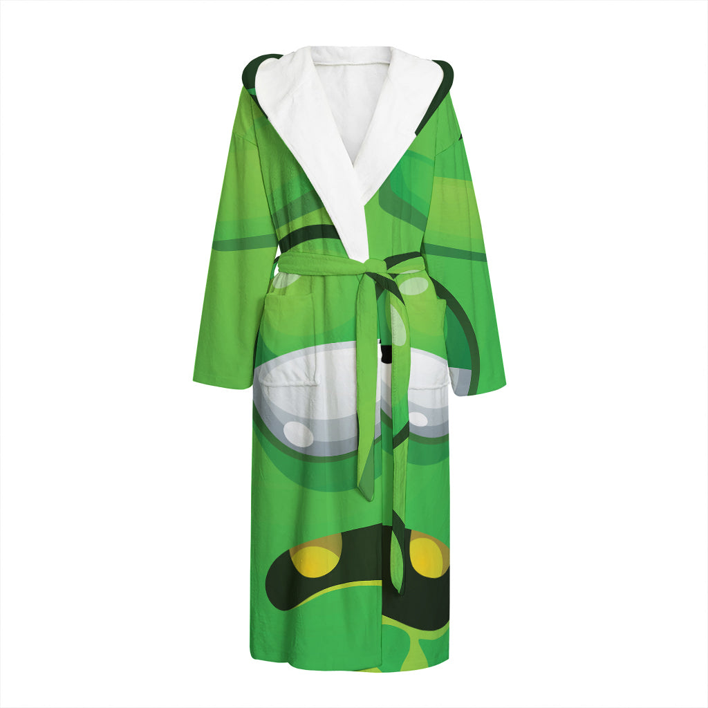 Halloween Frankenstein Face Print Hooded Bathrobe