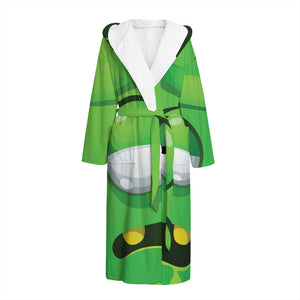 Halloween Frankenstein Face Print Hooded Bathrobe