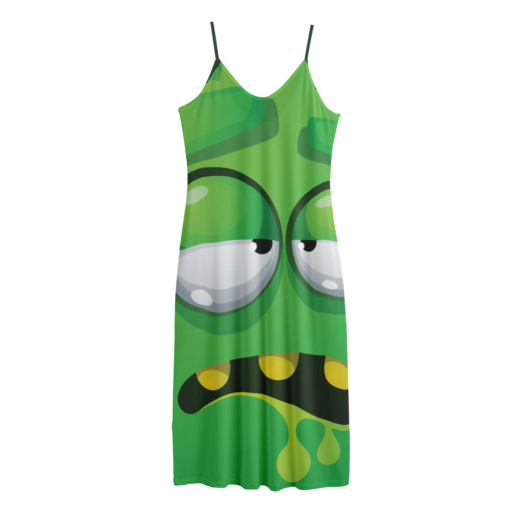 Halloween Frankenstein Face Print Jersey Midi Cami Dress