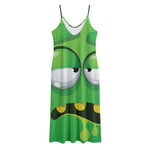 Halloween Frankenstein Face Print Jersey Midi Cami Dress