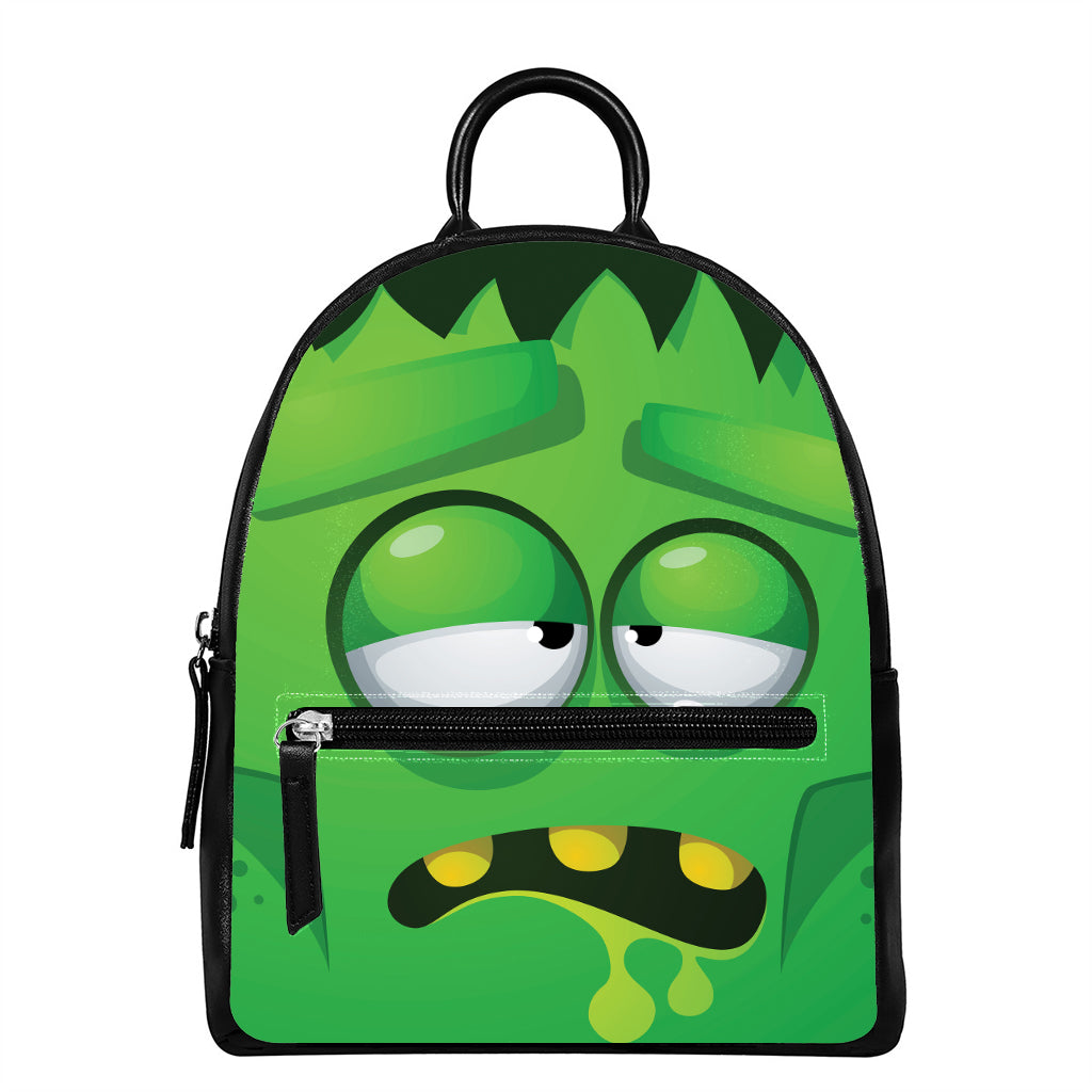 Halloween Frankenstein Face Print Leather Backpack