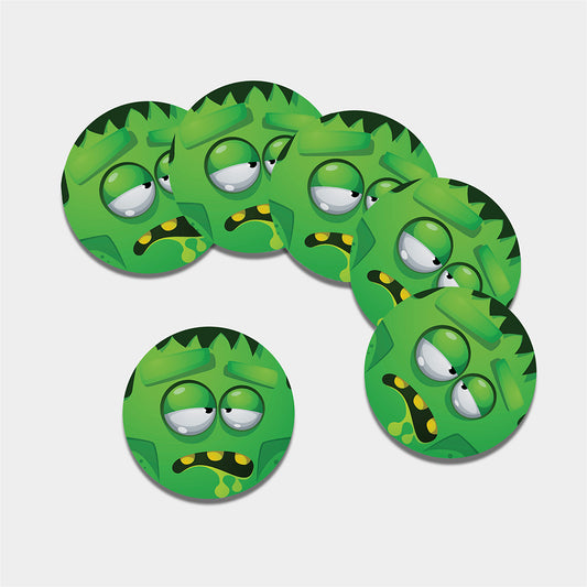 Halloween Frankenstein Face Print Leather Coaster Set