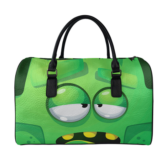 Halloween Frankenstein Face Print Leather Duffle Bag
