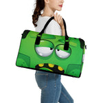 Halloween Frankenstein Face Print Leather Duffle Bag