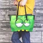 Halloween Frankenstein Face Print Leather Tote Bag