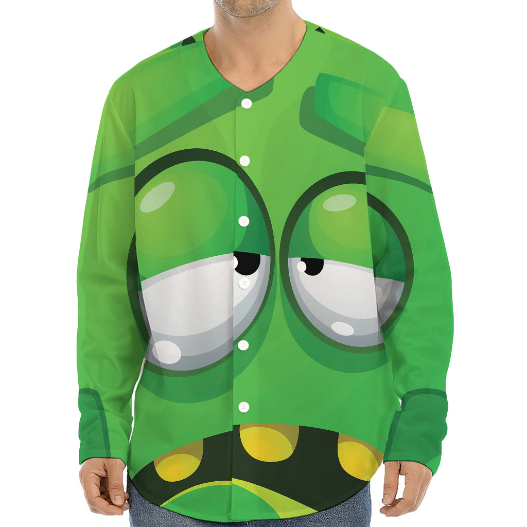 Halloween Frankenstein Face Print Long Sleeve Baseball Jersey