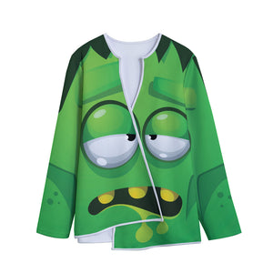 Halloween Frankenstein Face Print Long Sleeve Short Coat