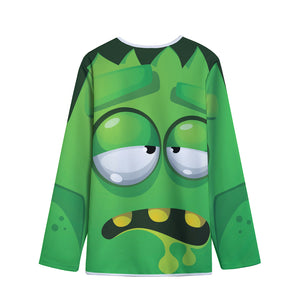 Halloween Frankenstein Face Print Long Sleeve Short Coat