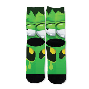 Halloween Frankenstein Face Print Long Socks