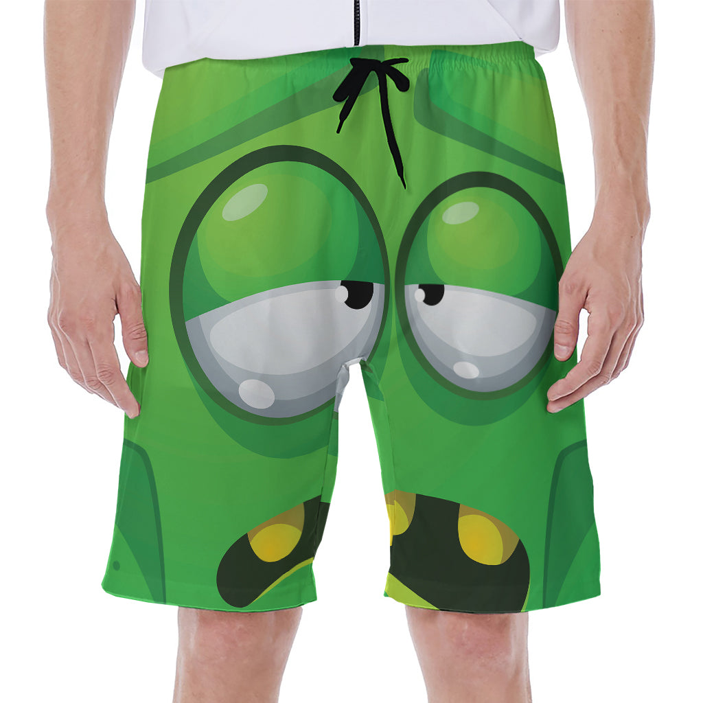 Halloween Frankenstein Face Print Men's Beach Shorts