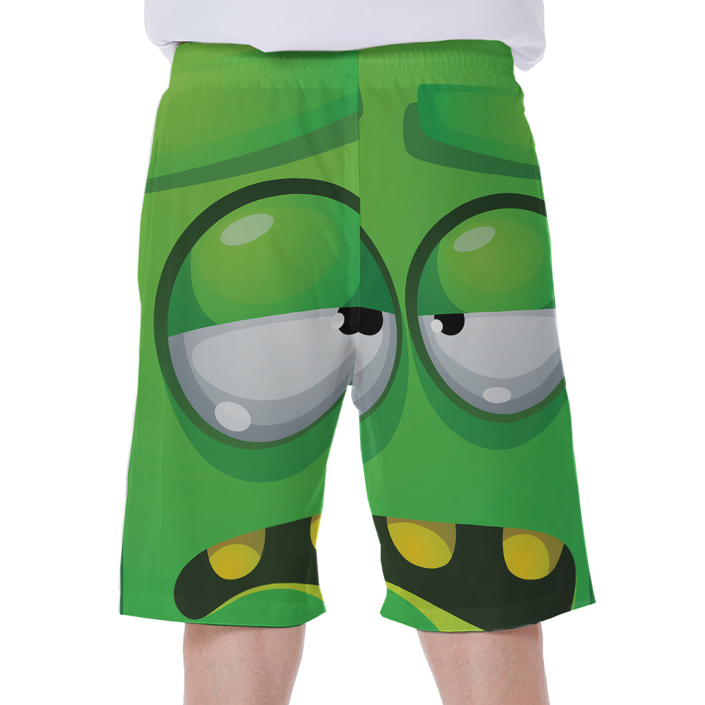 Halloween Frankenstein Face Print Men's Beach Shorts