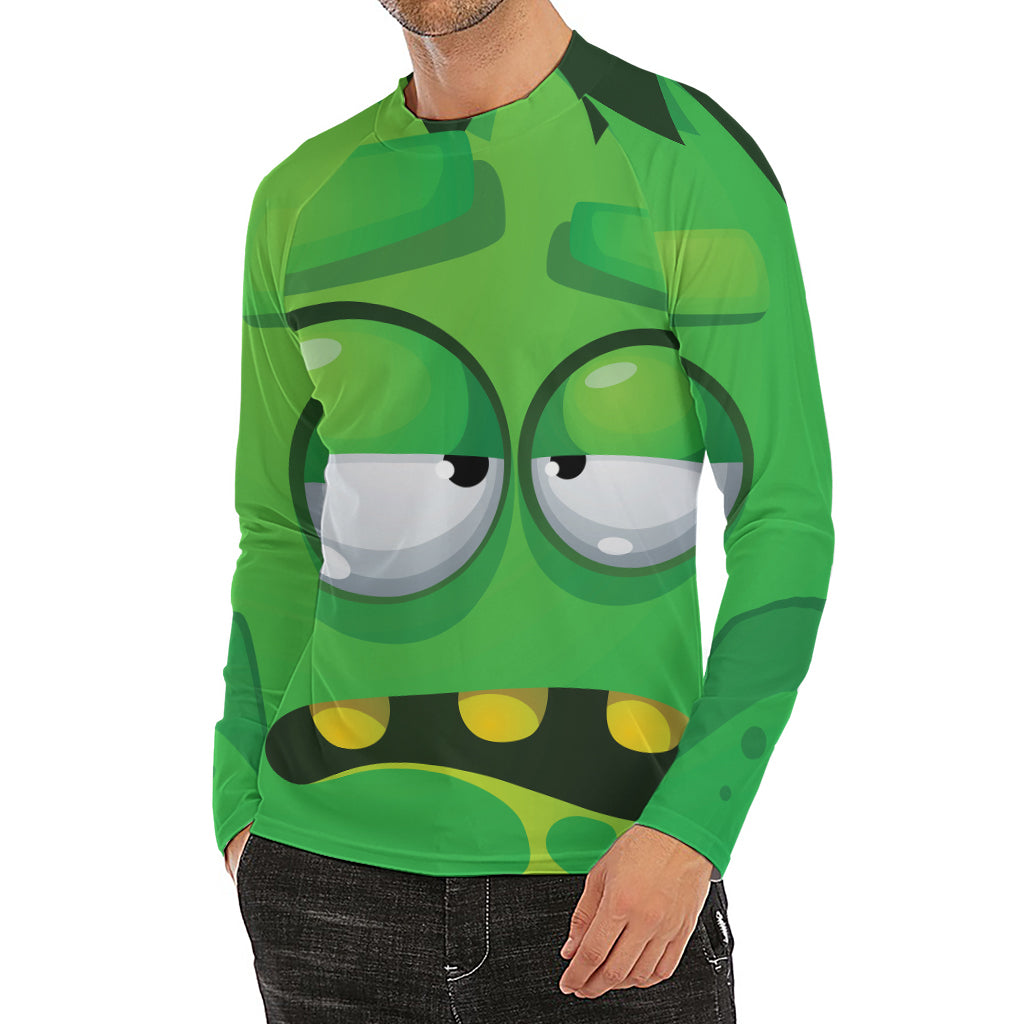 Halloween Frankenstein Face Print Men's Long Sleeve Rash Guard