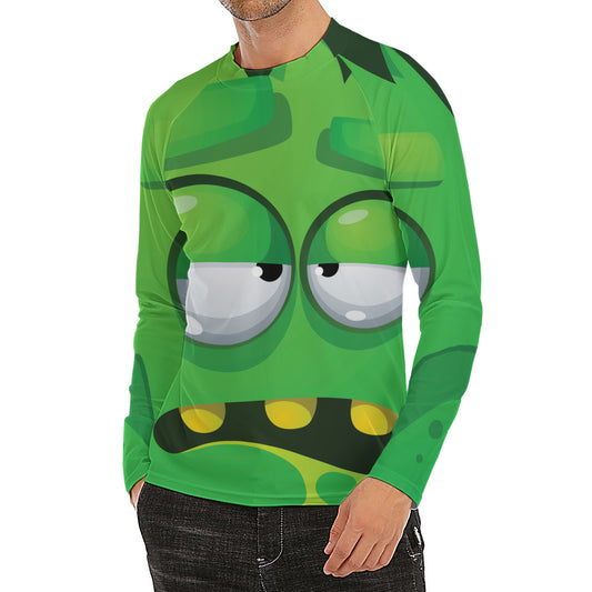 Halloween Frankenstein Face Print Men's Long Sleeve Rash Guard