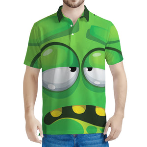 Halloween Frankenstein Face Print Men's Polo Shirt