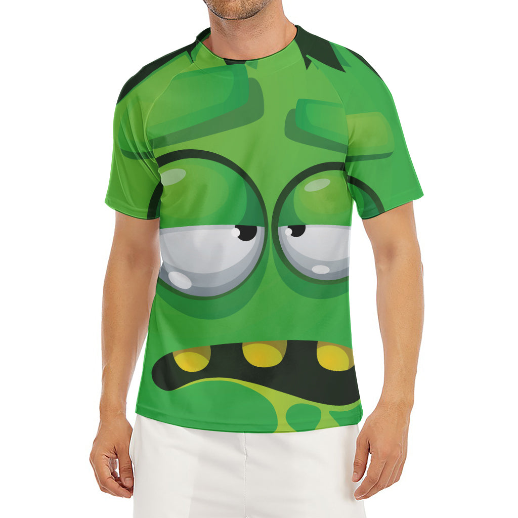 Halloween Frankenstein Face Print Men's Short Sleeve Rash Guard