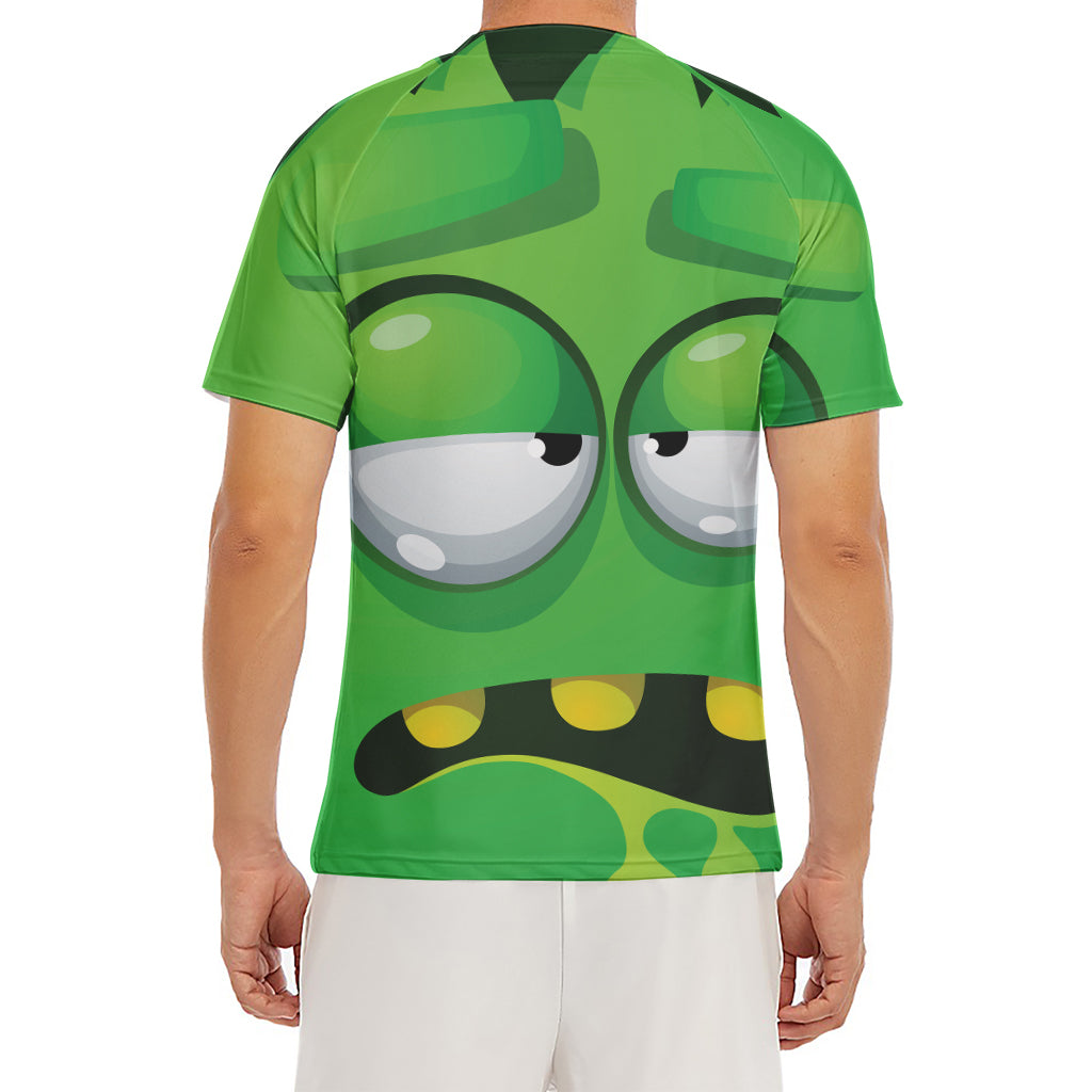 Halloween Frankenstein Face Print Men's Short Sleeve Rash Guard