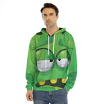 Halloween Frankenstein Face Print Men's Velvet Pullover Hoodie