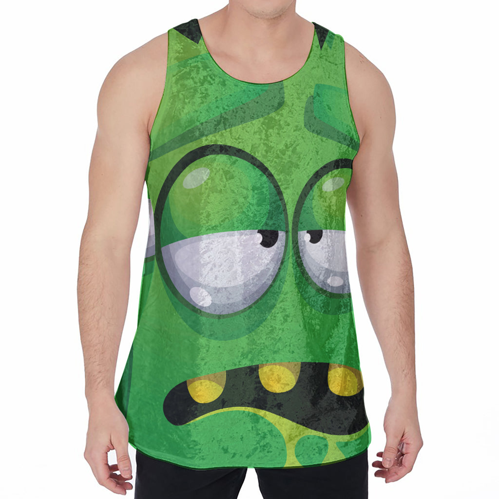 Halloween Frankenstein Face Print Men's Velvet Tank Top