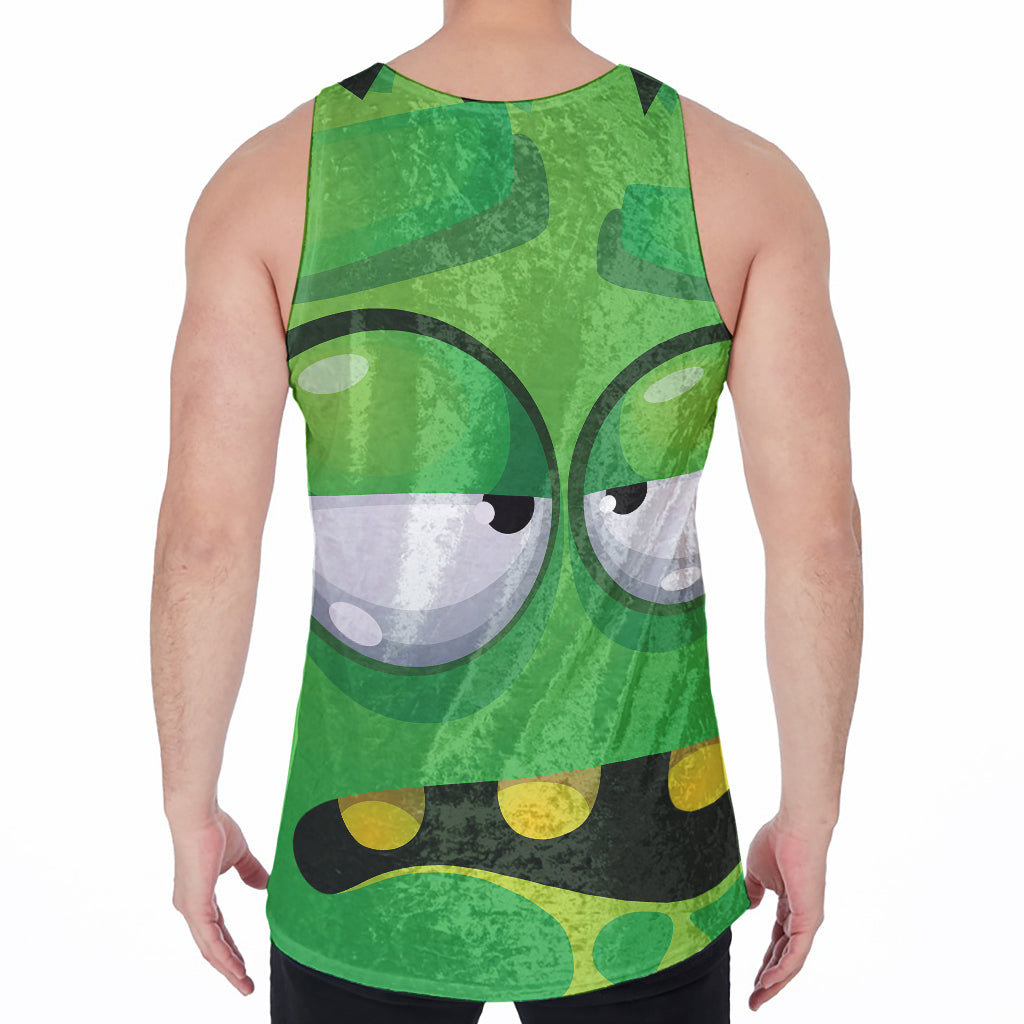 Halloween Frankenstein Face Print Men's Velvet Tank Top
