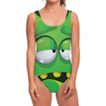 Halloween Frankenstein Face Print One Piece Swimsuit