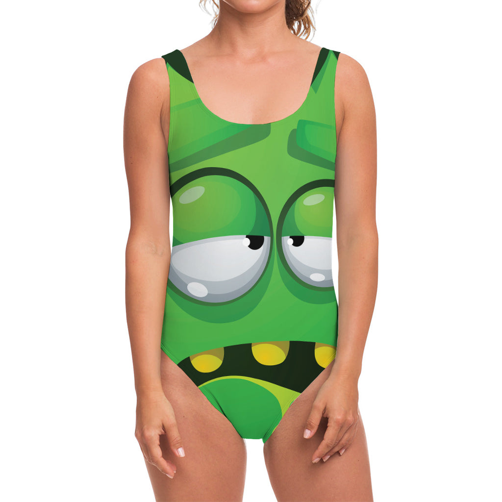 Halloween Frankenstein Face Print One Piece Swimsuit