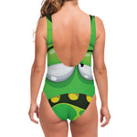 Halloween Frankenstein Face Print One Piece Swimsuit
