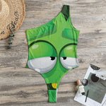 Halloween Frankenstein Face Print One Shoulder Bodysuit