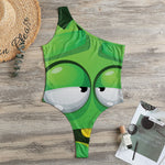 Halloween Frankenstein Face Print One Shoulder Bodysuit