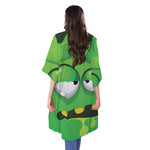 Halloween Frankenstein Face Print Open Front Beach Cover Up