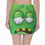 Halloween Frankenstein Face Print Pencil Mini Skirt