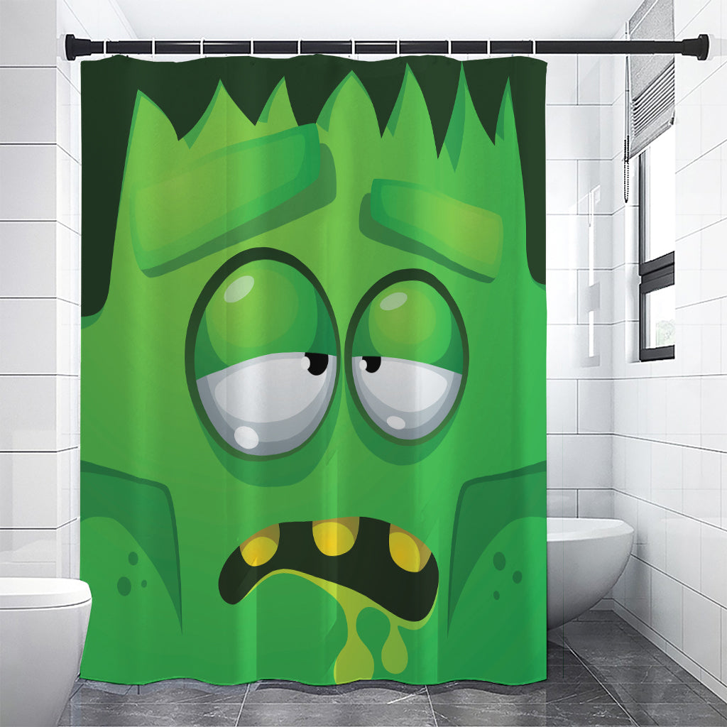 Halloween Frankenstein Face Print Premium Shower Curtain